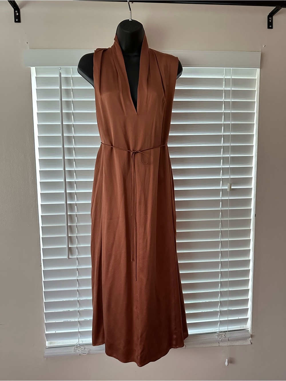 Vince NWT Rust Brown Sleeveless Belted Maxi Dress / Long Vest